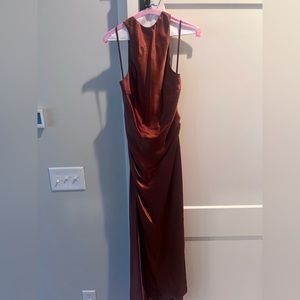 Long copper colored gown